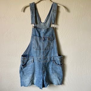 Denim overall shorts